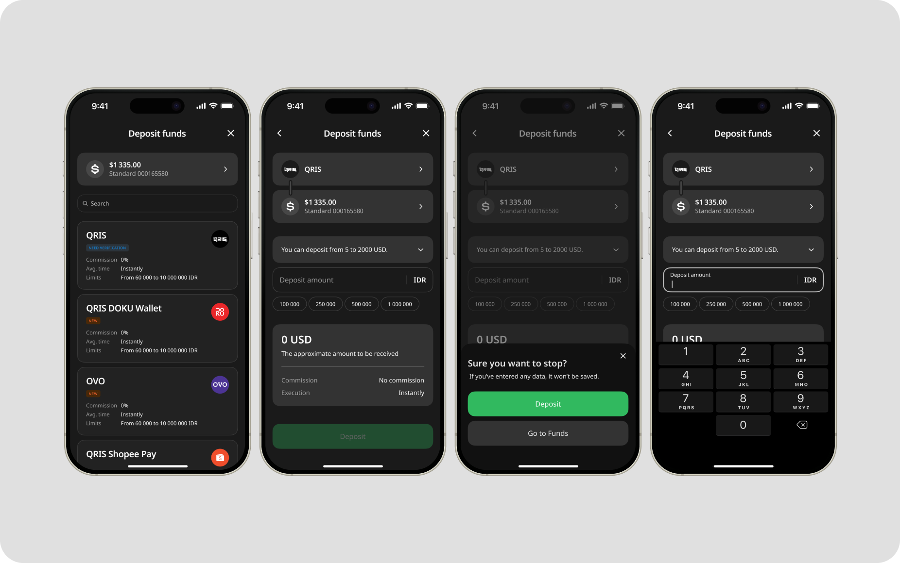 Billing — deposit flow