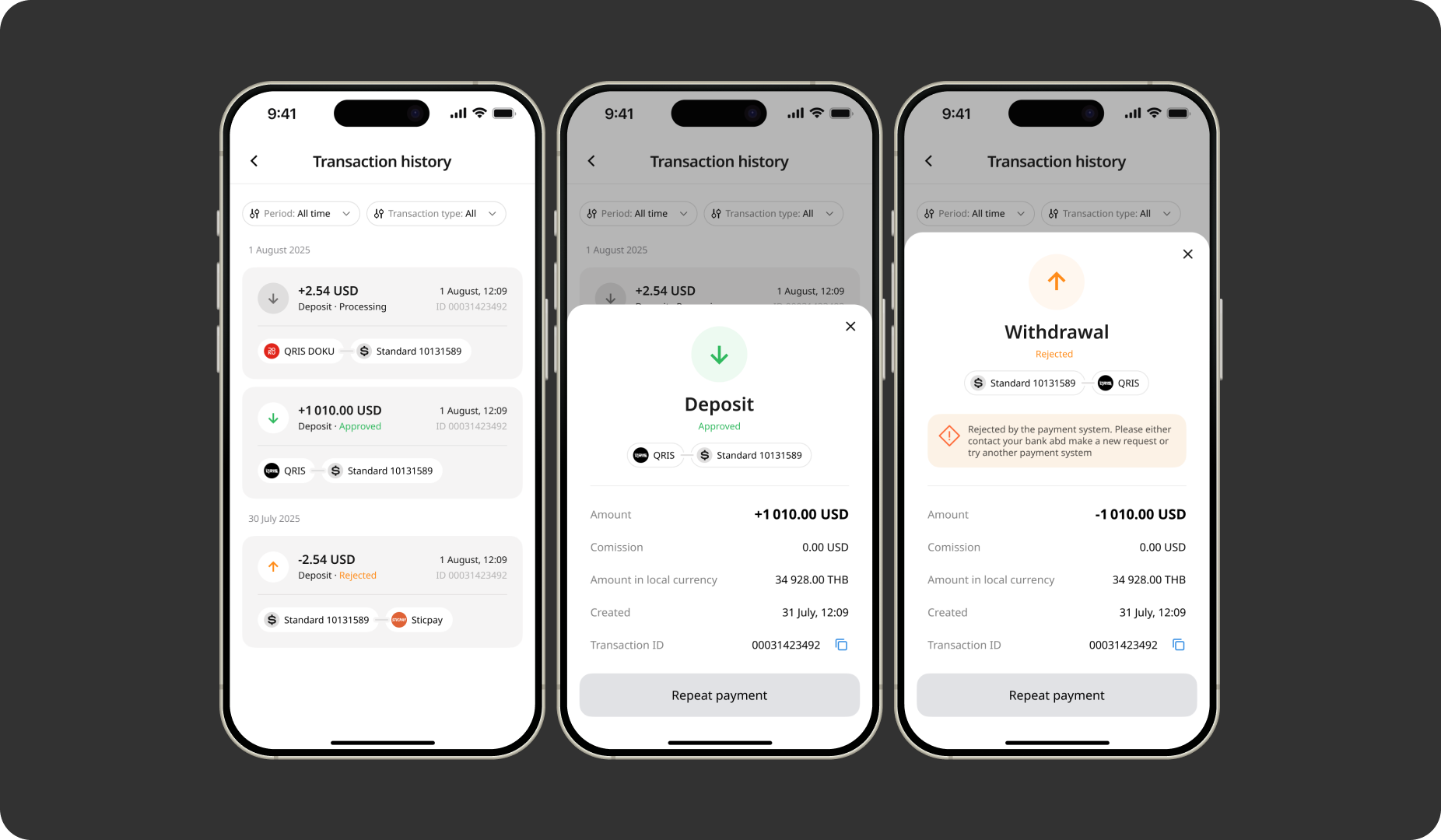 Billing — withdrawal flow