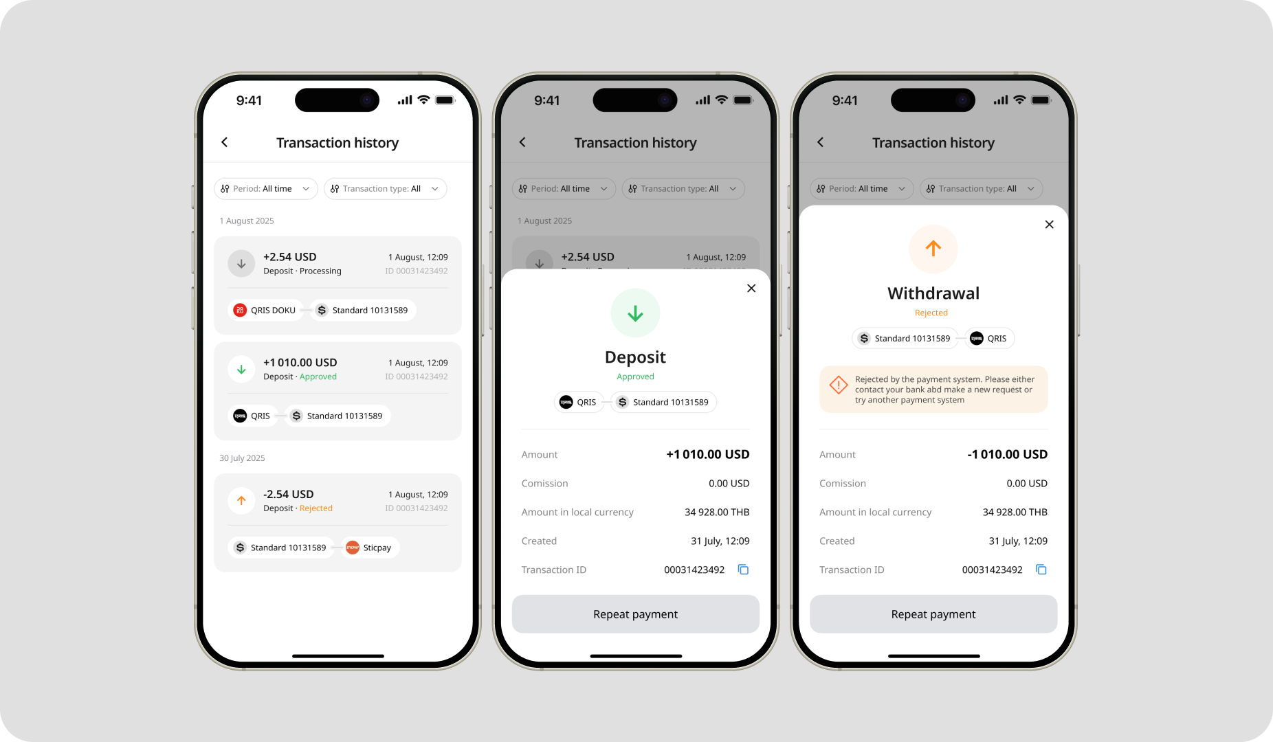 Billing — withdrawal flow