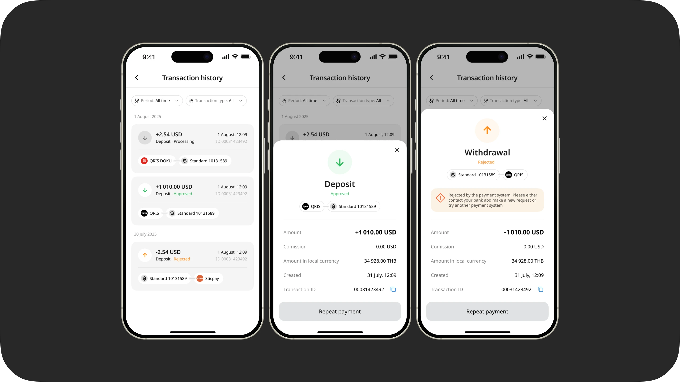FBS Billing — transaction history
