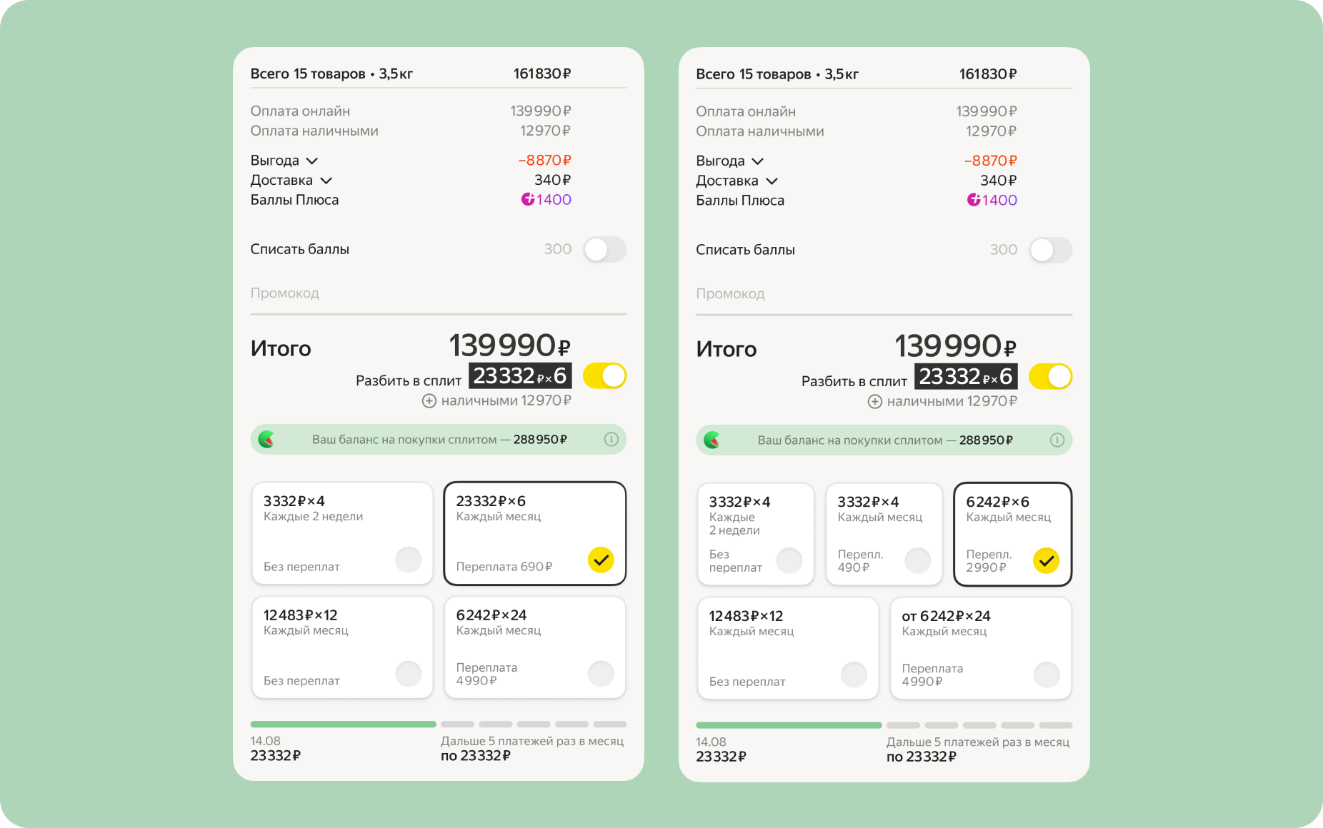 Split integration — checkout