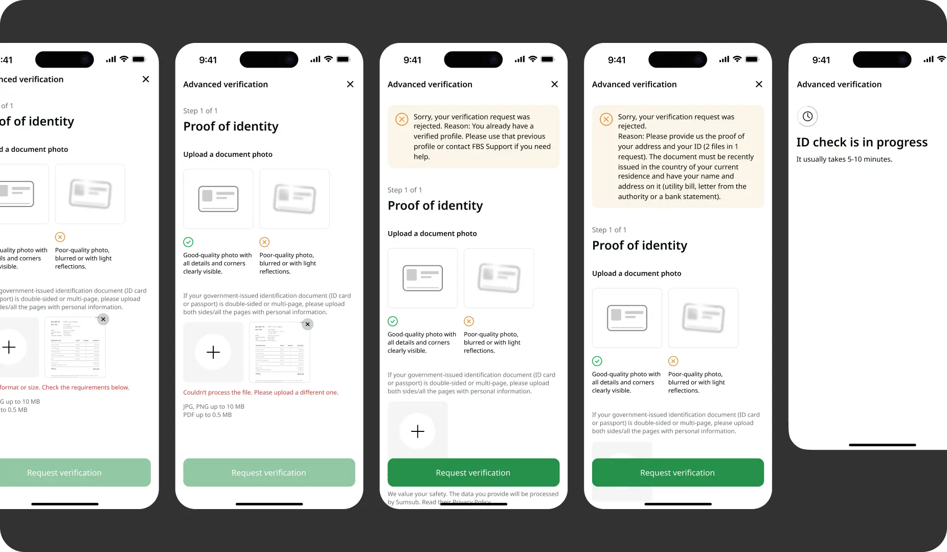 Verification UI elements