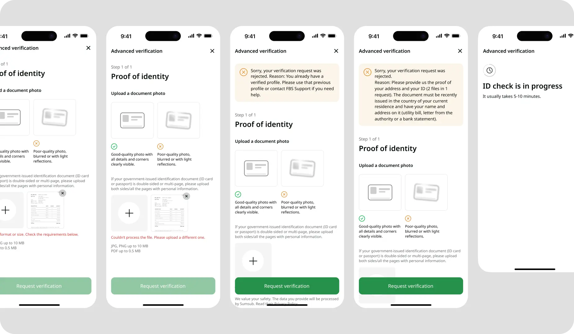 Verification UI elements
